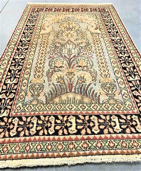 Lot Kashmir Silk Tree Of Life Hand Knotted Rug X