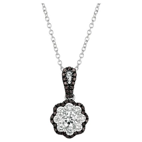 Le Vian 14K White Gold 1 2 Cttw White And Black Diamond Cluster Pendant