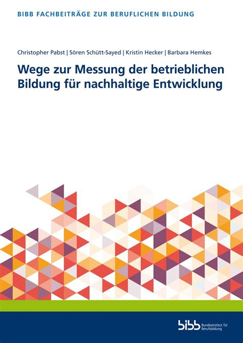 Wege Zur Messung Der Betrieblichen Bildung F R Nachhaltige Entwicklung