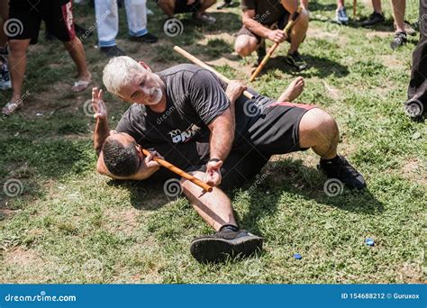 Kapap Instructor Fabian Garcia Demonstrates Filipino Escrima Stick Fighting Techniques Editorial ...