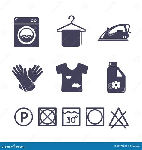 Laundry Icons Set Stock Vector Illustration Of Domestic 49973629