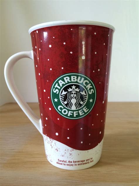 Starbucks Christmas Holiday Tall Coffee Mug 2007 Red White Snow Skating