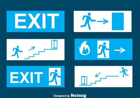 Emergency Exit Blue Sign Vectors 98843 Vector Art at Vecteezy