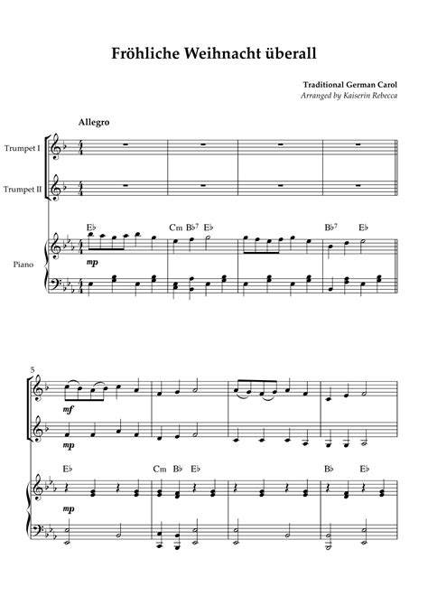 Fr Hliche Weihnacht Berall Arr Kaiserin Rebecca Sheet Music