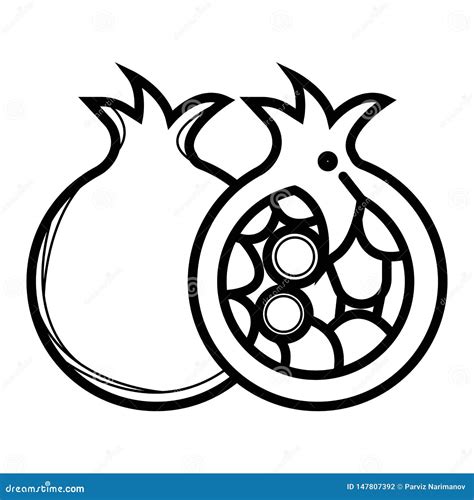 Pomegranate Fruit Line Art Vector Icon Stock Vector Illustration Of