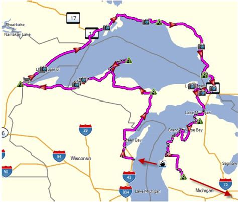 Map Of Lake Michigan Circle Tour Printable Online