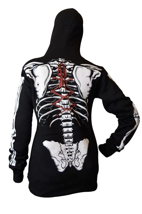 Womens Skeleton Skull Hoodie Full Face Mask Halloween Costume