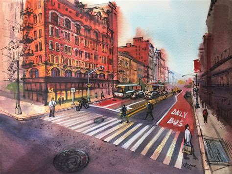 New York Zeichnung 5th Avenue Aquarell Stadtbild Etsy