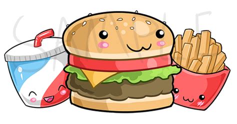 Kawaii Junk Food Clipart Illustrations Design Bundles