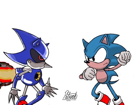 Sonic and Metal Sonic Colored (Sonic CD Fan Art) by PatHiiby on Newgrounds