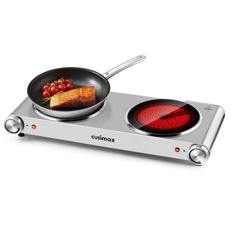 Elexnux 2 Burner 7 08 In Silver Electric Hot Plate With Non Slip Rubber Feet WDN23006 The Home
