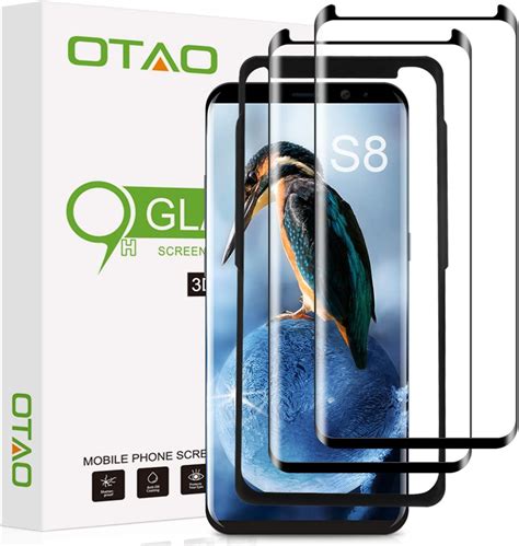 Otao Galaxy S8 Screen Protector Tempered Glass 2 Pack 3d