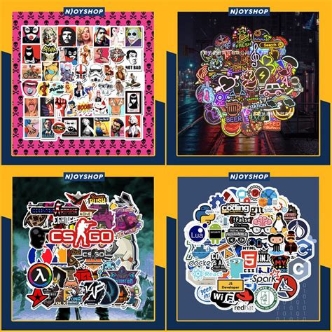 Tổng Hợp Mẫu Sticker Hot Nhất Chống Nước Dán Nón Bảo Hiểm Laptop Vali Tủ Bàn Học Xe Máy