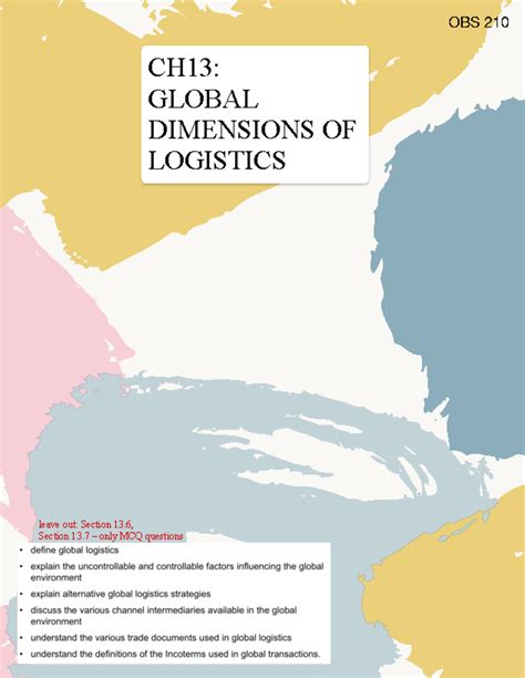 Chapter 13 Notes CH13 GLOBAL DIMENSIONS OF LOGISTICS OBS 210 Leave