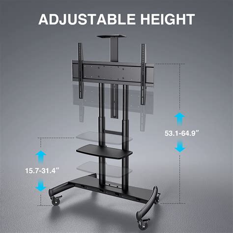 PERLESMITH Mobile TV Stand For 55 80 Inch Flat Curved Screen TV Max