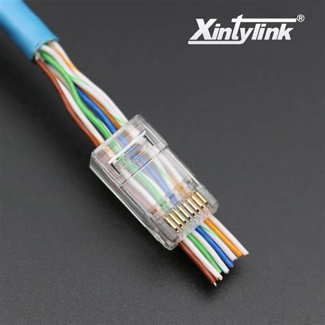 Xintylink 50pcs Ez Rj45 Connector Rj45 Plug Cat6 Network Connector 8p8c Gold Plated Unshielded