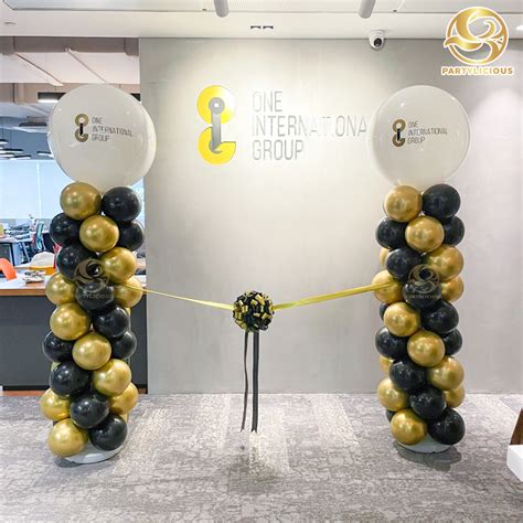 Balloon Pillar With Ribbon Cutting Partylicious