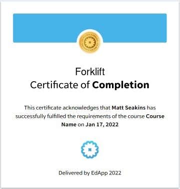 Free Forklift certificate template | EdApp Microlearning | EdApp ...