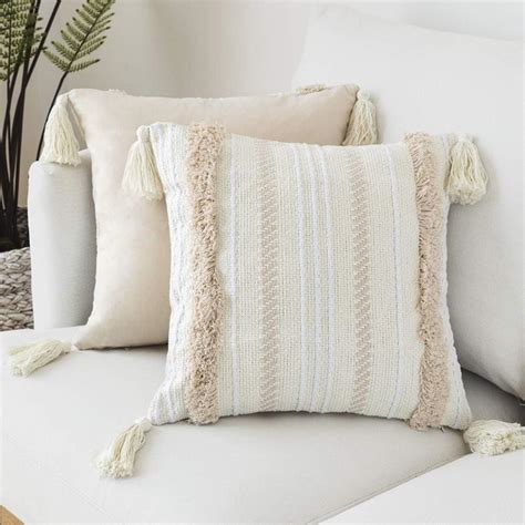 Lomohoo Modern Pillow Cover Cases Simple Tufted Tassel Geometric Knitted Decorative Home