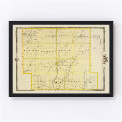 Vintage Map of Shelby County Iowa, 1875 by Ted's Vintage Art