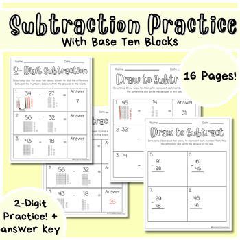 Subtraction with 2-Digit Numbers: Learn & Practice using Base Ten ...