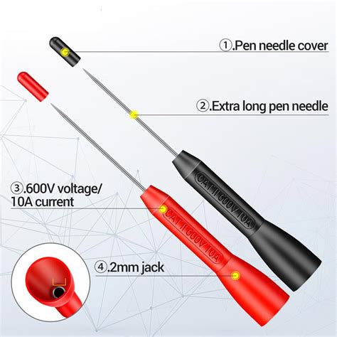 2 Pack Insulation Piercing Needle Nondestructive Multimeter Test Probes 10a 600v