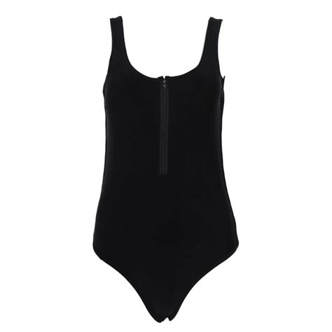 V Neck Zipper One Piece Swimsuit High Cut Swimwear Women Bikini Low Cut Maillot L In Body
