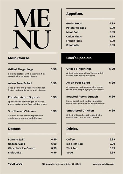 Simple Food Menu Templates By Canva Restaurant Menu Template Menu