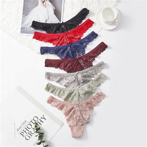 ZXYOUPING 1 3pcs Sexy Lace Panty For Women Set Low Rise Hollow Plus Size Panty T Back Bikini