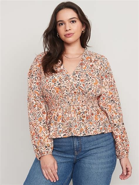 Puff Sleeve Floral Smocked Peplum Blouse For Women Old Navy