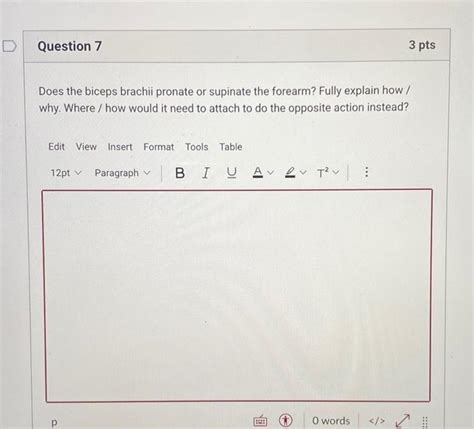 Solved Question Pts Does The Biceps Brachii Pronate Or Chegg