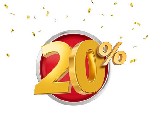 20 Percent Off Discount 3d Golden Sale Symbol With Confetti Sale