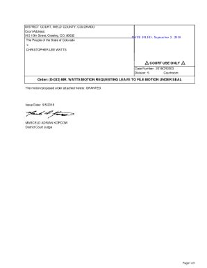 Fillable Online DISTRICT COURT, WELD COUNTY, COLORADO Court Address ...