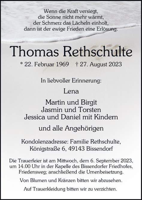 Traueranzeigen Von Thomas Rethschulte Noz Trauerportal