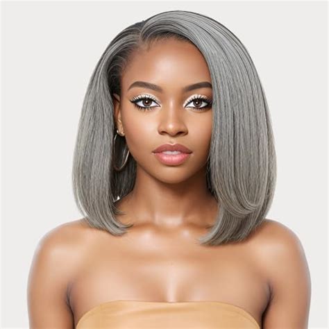 Baohuke 12 Glueless Salt And Pepper Human Hair Wigs