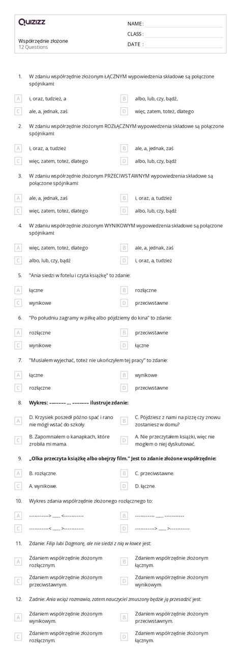 Ponad Zdania Shift I Wielkie Litery Arkuszy Roboczych Dla Klasa W