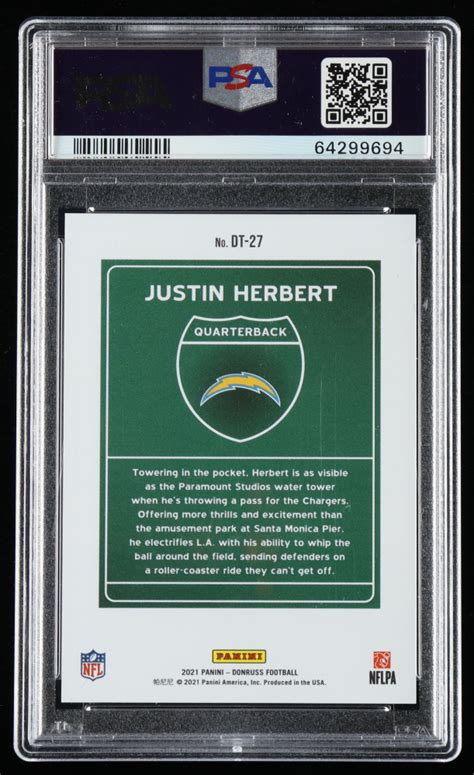 Justin Herbert Signed Donruss Downtown Psa Pristine Auction