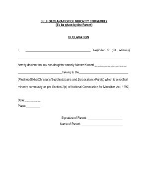 Declaration Certificate Of Parents Fill Online Printable Fillable