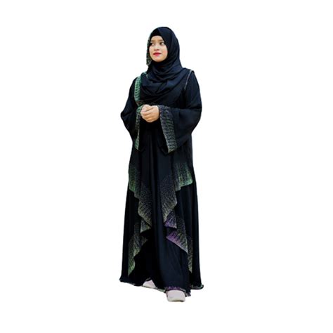 Dubai Cherry Abaya Koti Burka With Hijab For Women Black Bk P