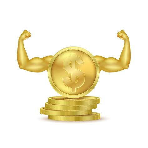 Premium Vector Dollar Coins Currency Powerful With Arms Showing