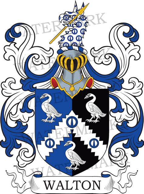 Walton Family Crest Digital Download Walton Coat of Arms JPG File ...