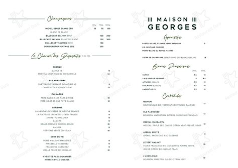 Carta Del Restaurante Maison Georges Nanterre