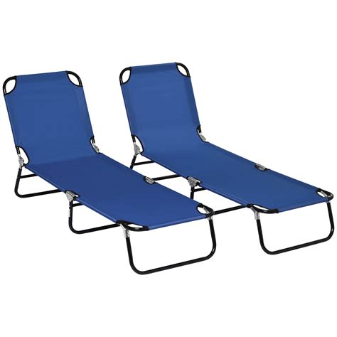 Outsunny Folding Chaise Lounge Pool Chairs Set Of Outdoor Sun