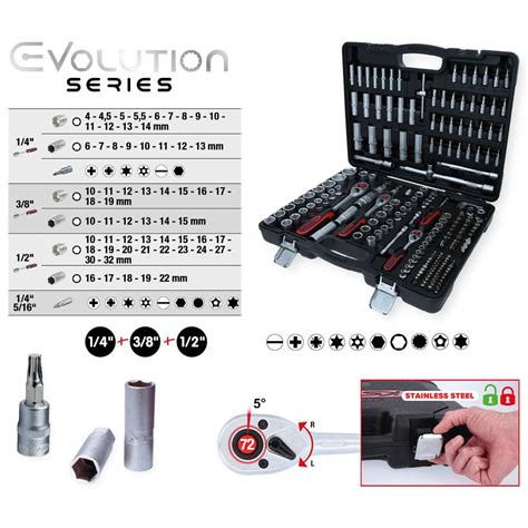 1 4 3 8 1 2 Socket Set 195 Pcs Sets Mixt Sockets Hand