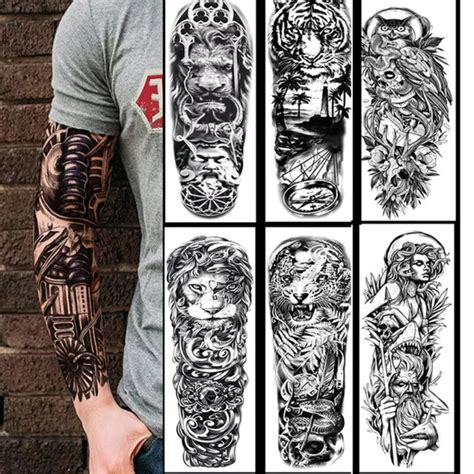 GROSS ARMMANSCHETTE TATTOO Wasserfest Entfernbar Tatoo Sticker Herren