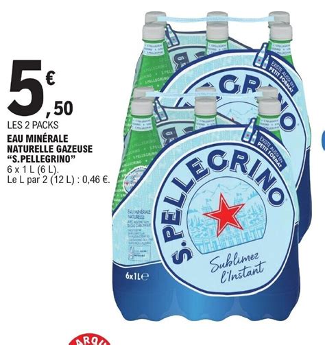 Promo EAU MINÉRALE NATURELLE GAZEUSE S PELLEGRINO chez E Leclerc