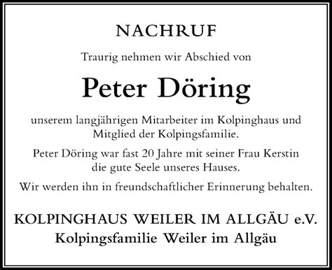 Traueranzeigen Von Peter D Ring Allg Uer Zeitung