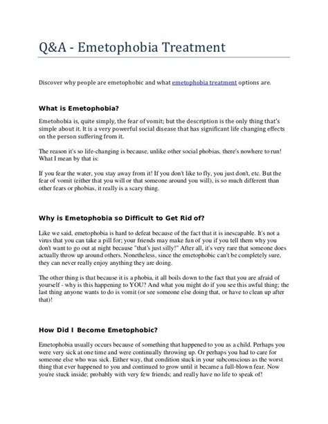 Emetophobia treatment qa