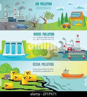 Contaminaci N Ambiental Dibujos Animados Pancartas Horizontales Con