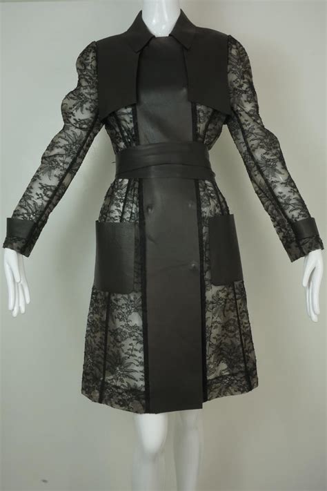 Valentino Black Leather And Lace Trench Coat 2011 For Sale At 1stdibs